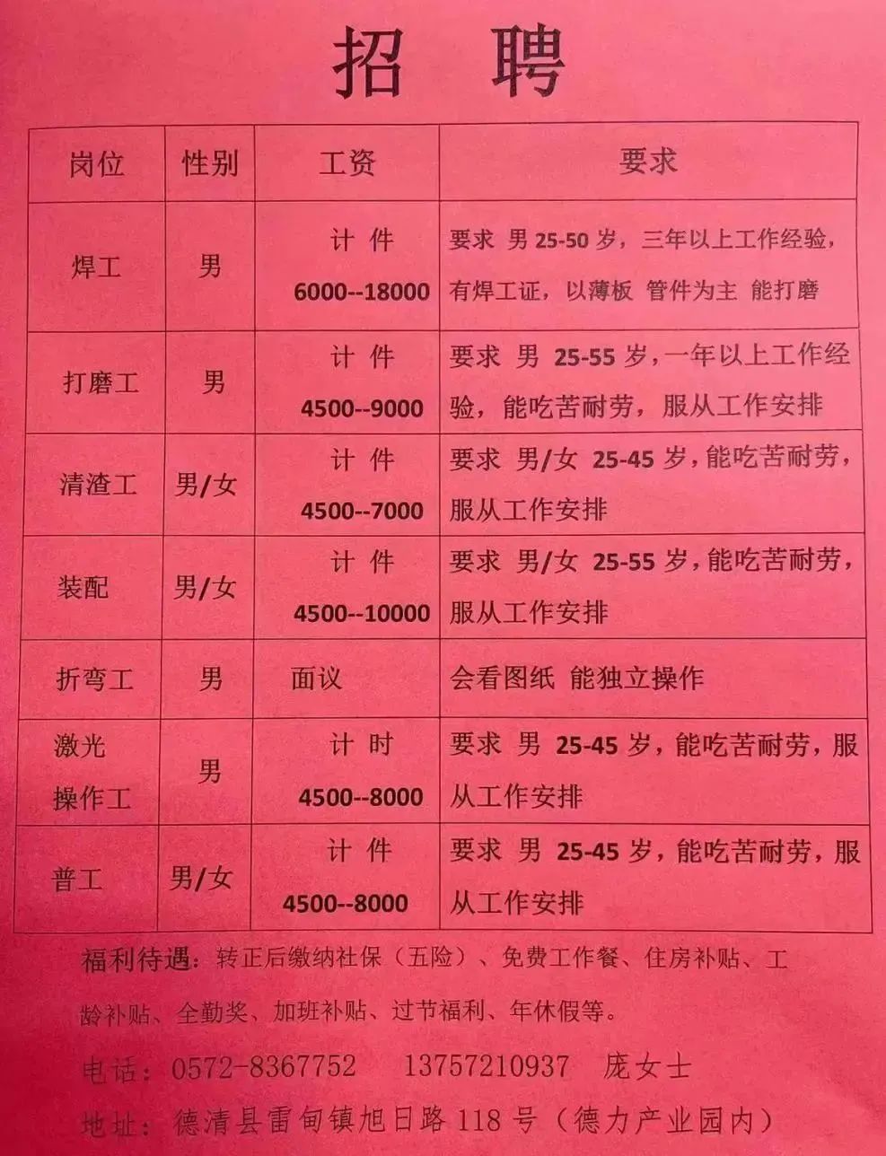 杨兴庄村委会招聘启事公告